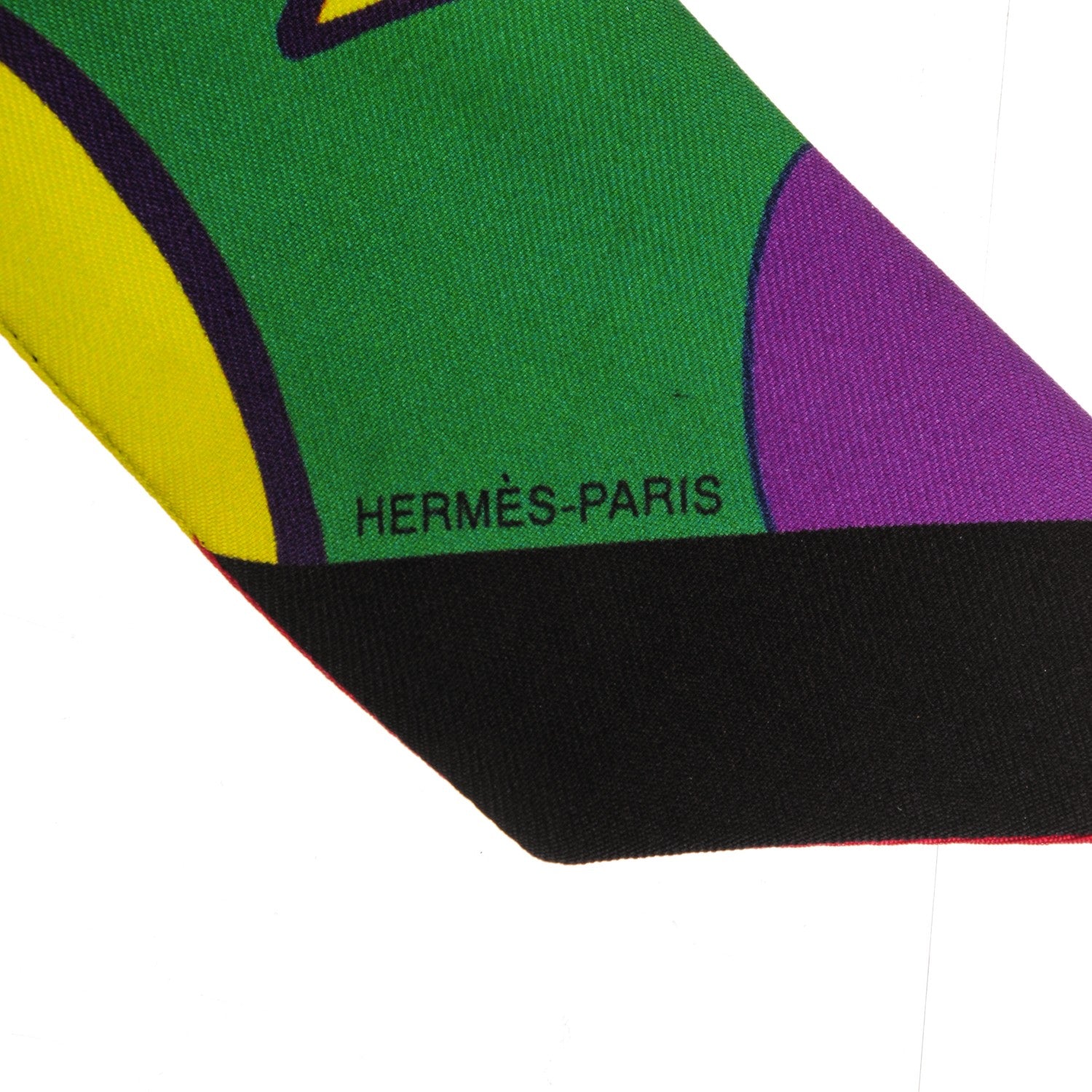 Hermes Silk Graff Graffiti Twilly Noir Jaune Vert 4 of 5