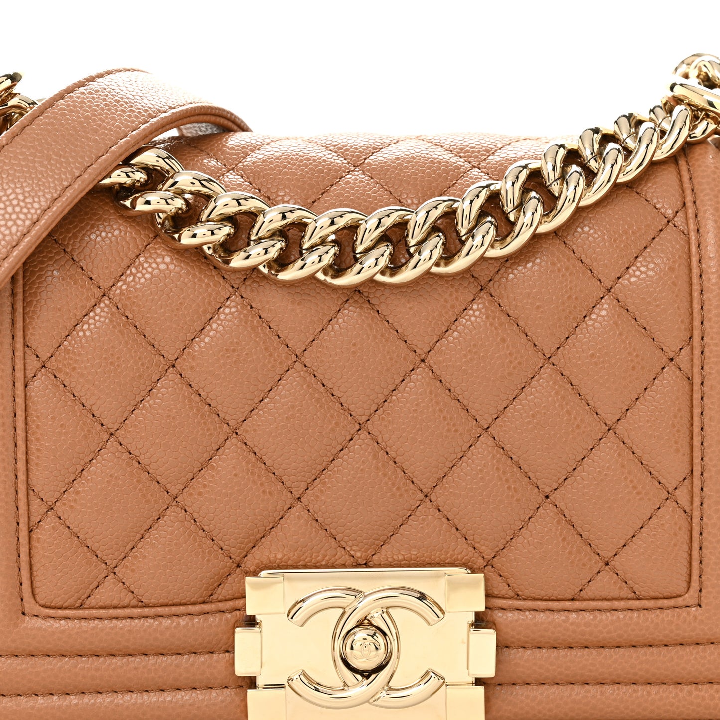 Caviar Quilted Small Boy Flap Brown