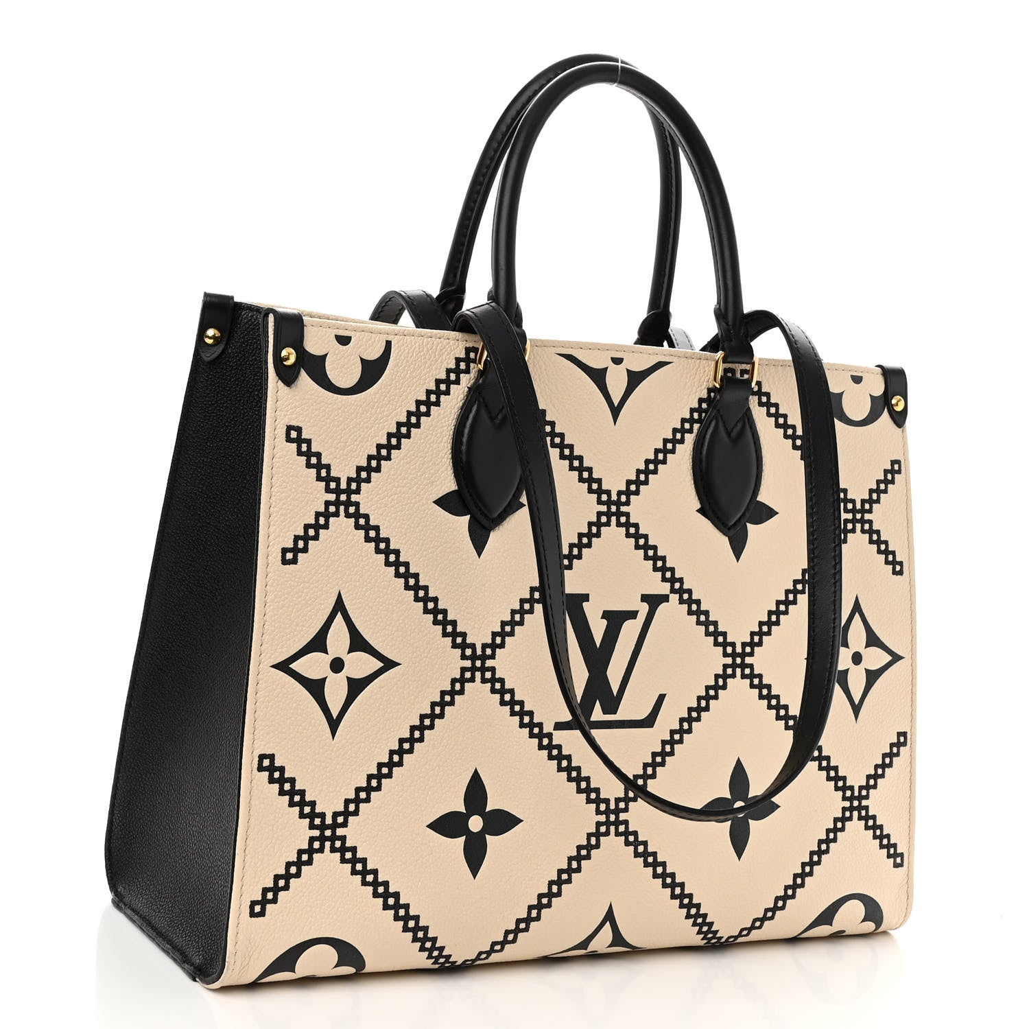 Louis Vuitton Empreinte Monogram Giant Broderies Onthego MM Cream Black 3 of 9
