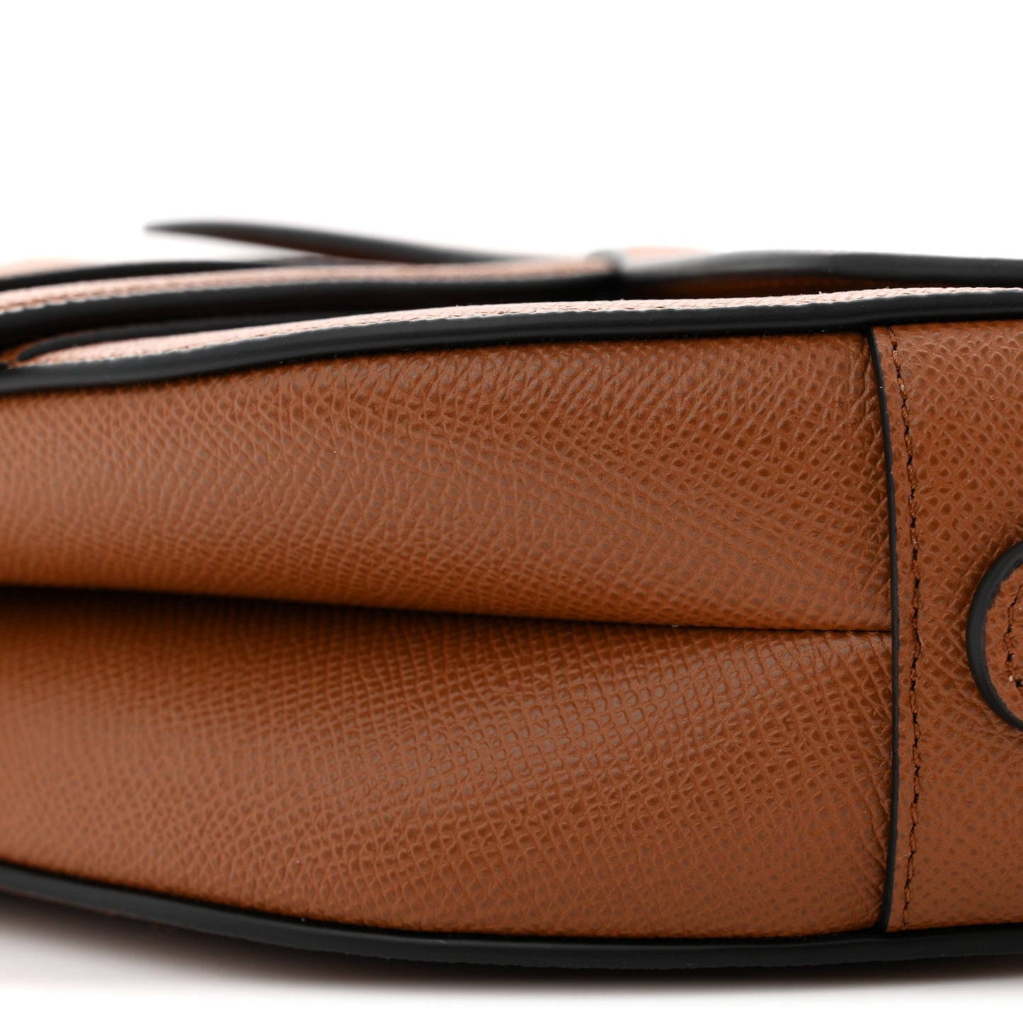 Grained Calfskin Saddle Bag With Strap Camello