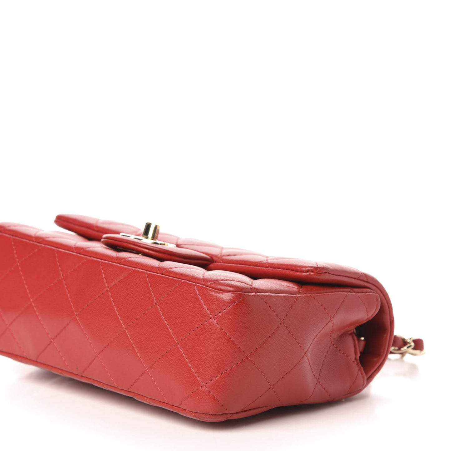 Lambskin Quilted Mini Rectangular Flap Red