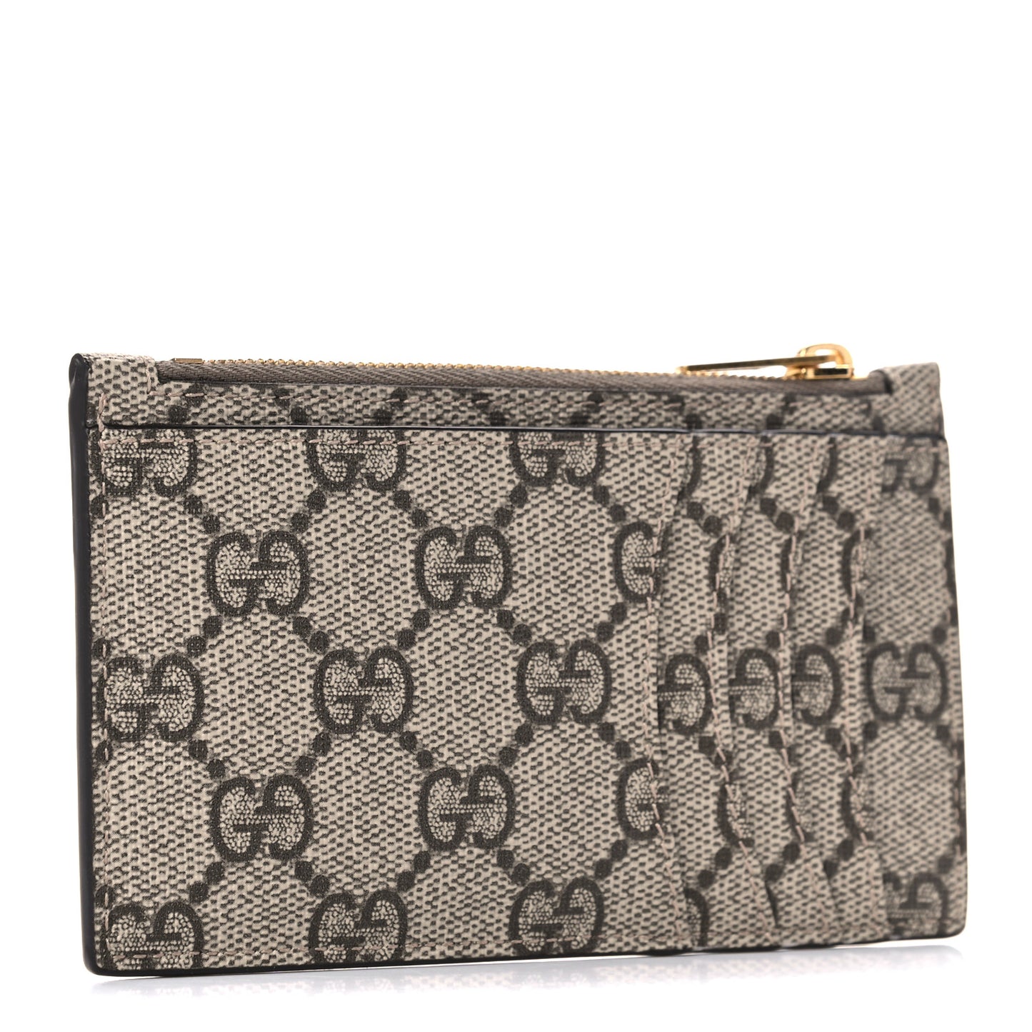 X BALENCIAGA GG Supreme Monogram Zip Card Case Beige Ebony