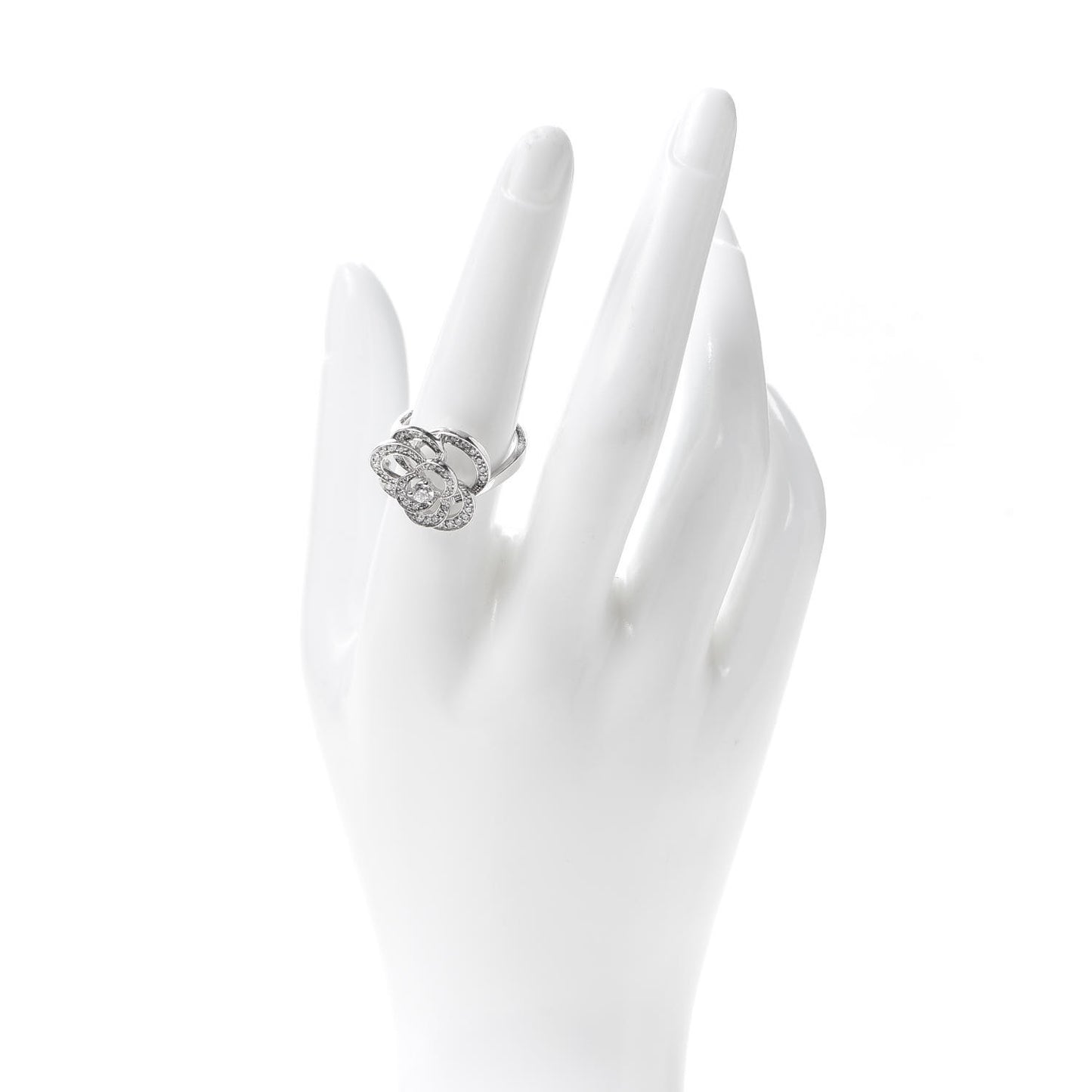 18K White Gold Diamond Fil de Camelie Ring 55 7.25