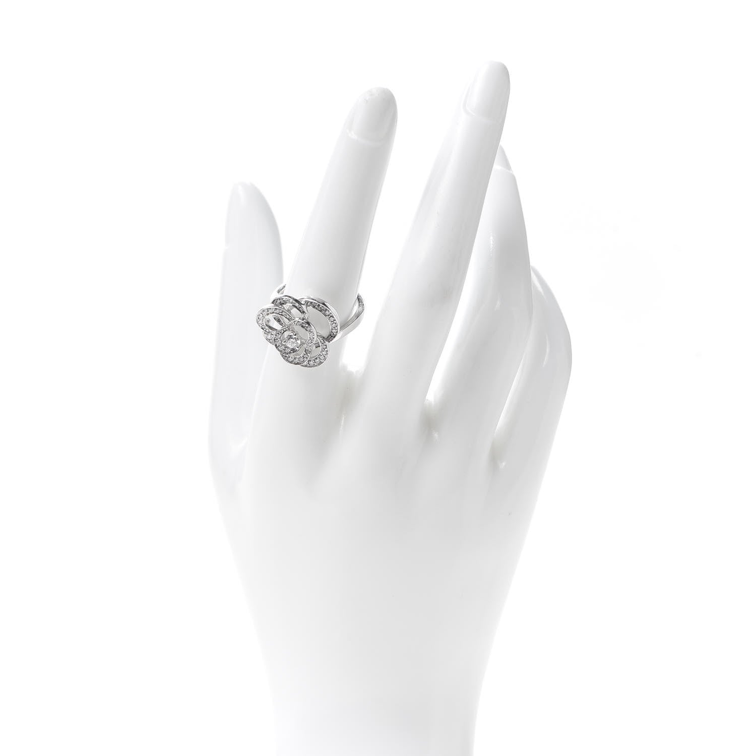 Chanel 18K White Gold Diamond Fil de Camelie Ring 55 7.25 2 of 5