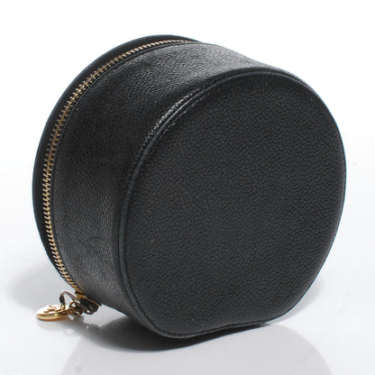 Chanel Caviar Round Jewelry Travel Case Black 3 of 9