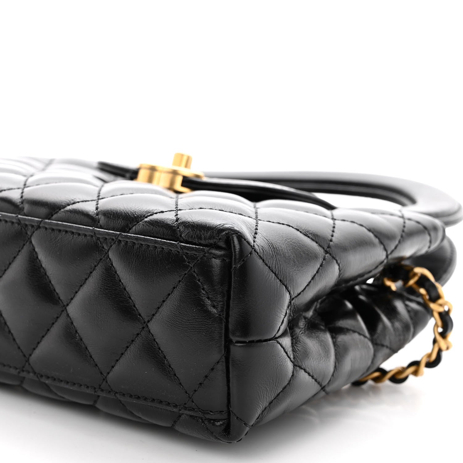 Chanel Shiny Aged Calfskin Quilted Nano Kelly Shopper Black 10 of 11