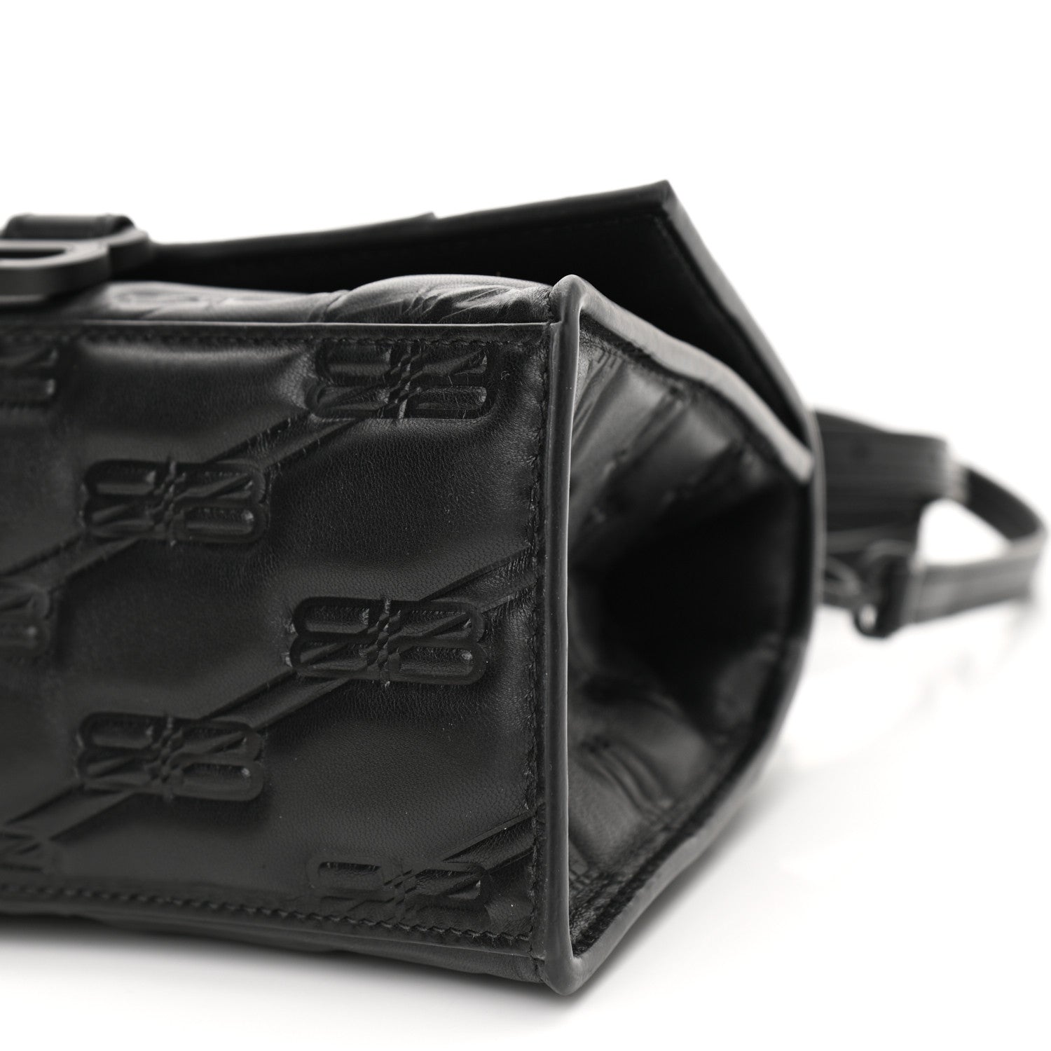 Balenciaga Nappa BB Monogram Embossed Small Hourglass Top Handle Bag Black 9 of 9