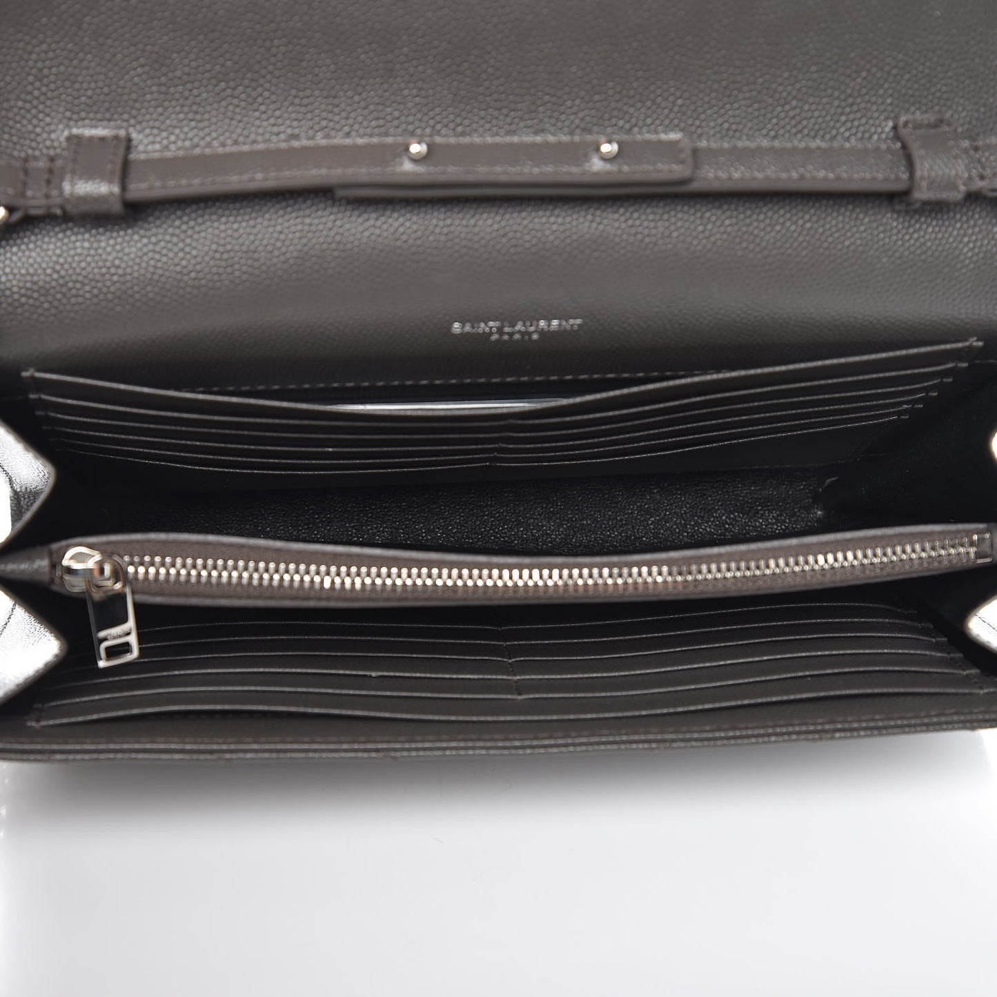 Grain De Poudre Matelasse Chevron Monogram Chain Wallet Gray