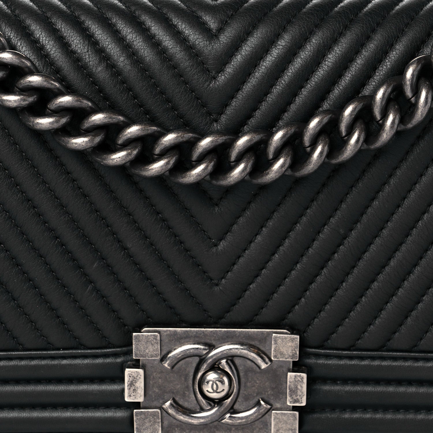 Chanel Lambskin Chevron Quilted Medium Boy Flap Black 8 of 11