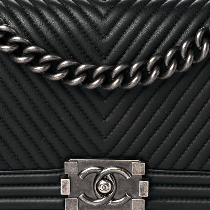 Chanel Lambskin Chevron Quilted Medium Boy Flap Black 8 of 11