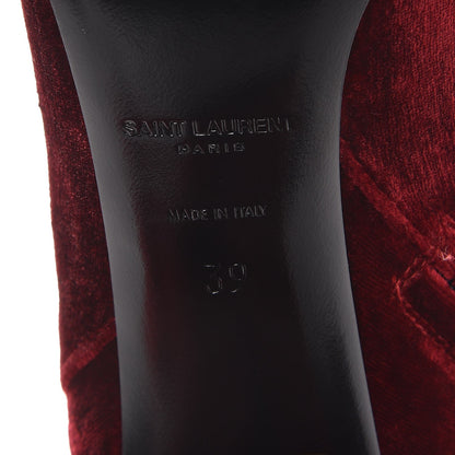Saint Laurent Velvet Loulou Ankle Boots 39 Rouge Eros 8 of 9