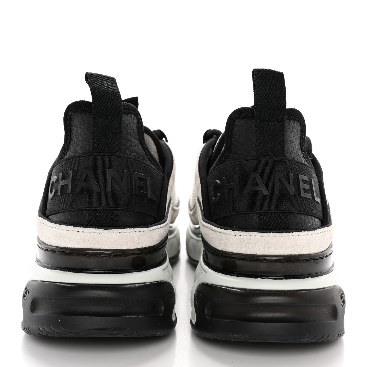 Chanel Velvet Calfskin Mixed Fibers CC Sneakers 38 Ivory Black 5 of 12