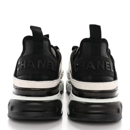 Chanel Velvet Calfskin Mixed Fibers CC Sneakers 38 Ivory Black 5 of 12