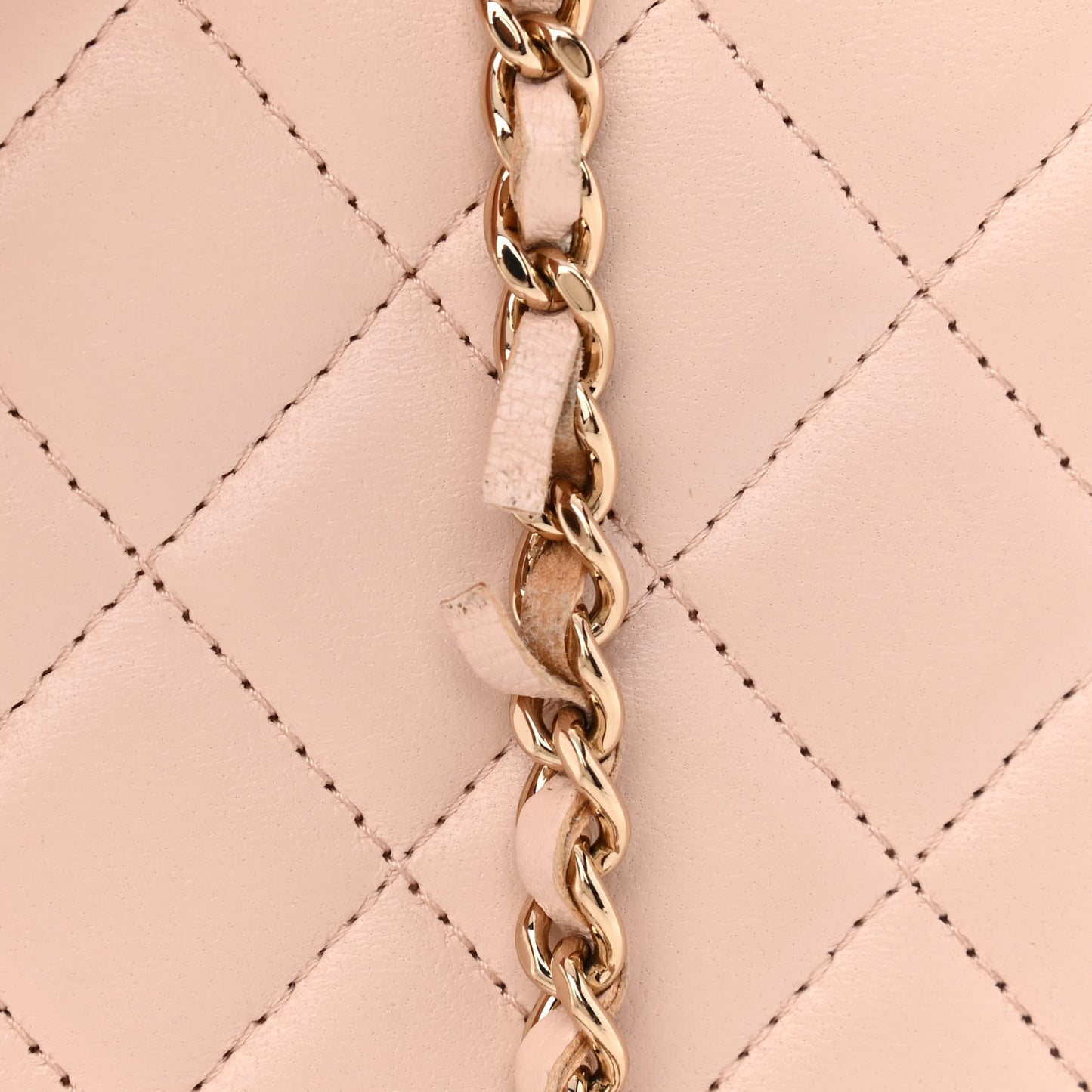 Lambskin Quilted Trendy CC Wallet On Chain WOC Light Beige