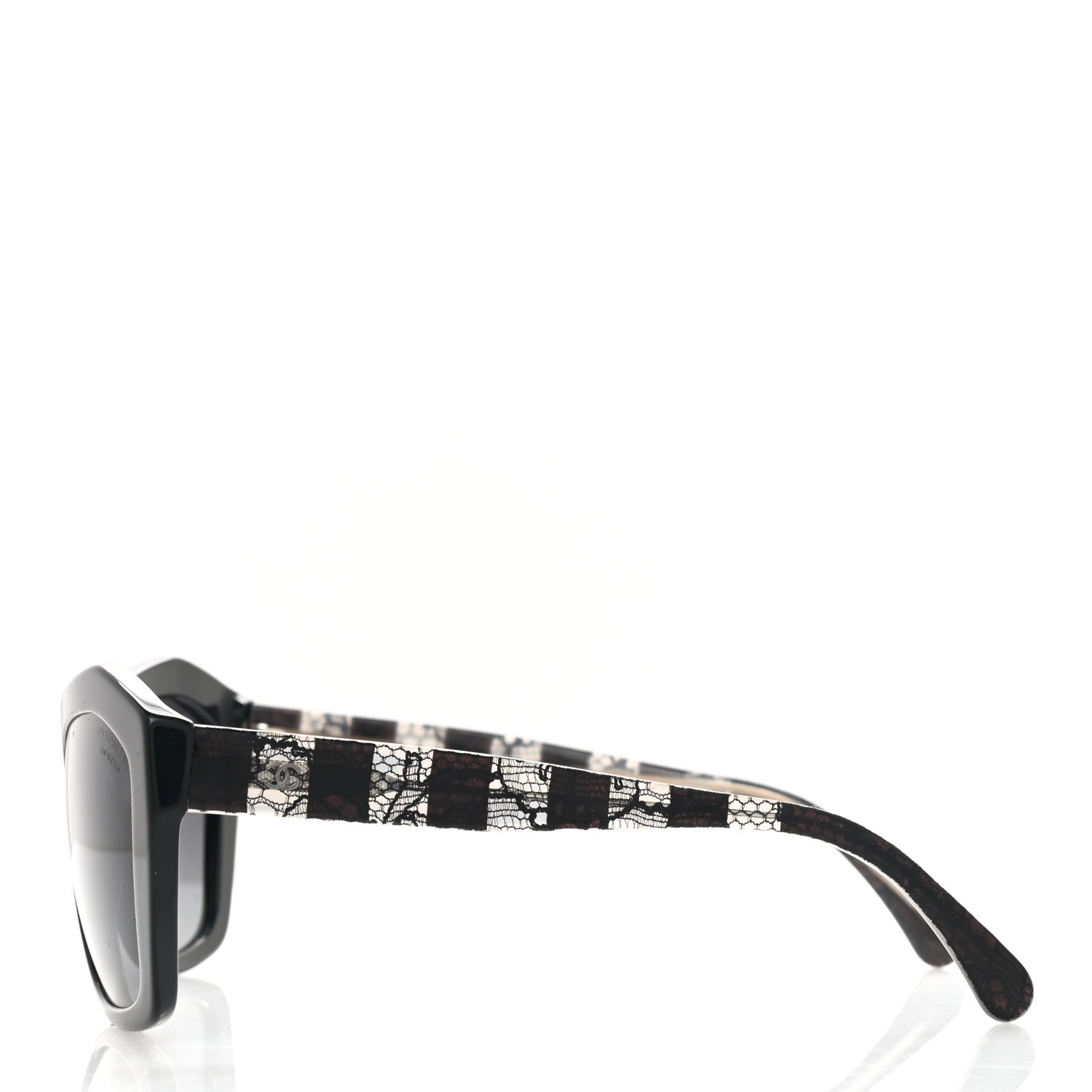 Chanel Acetate Lace Effect Sunglasses 5296 Black 3 of 8