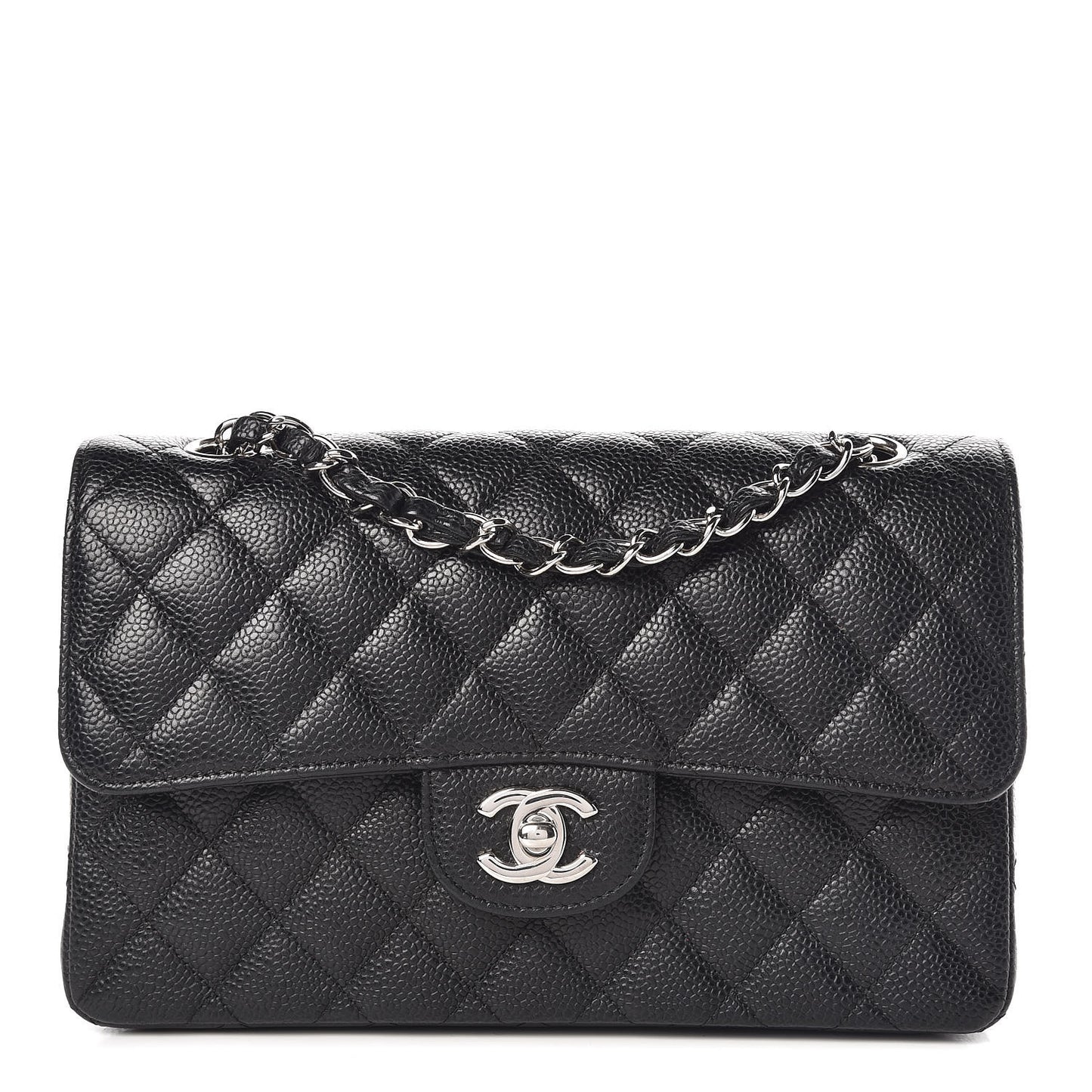 Caviar Quilted Small Double Flap Black
