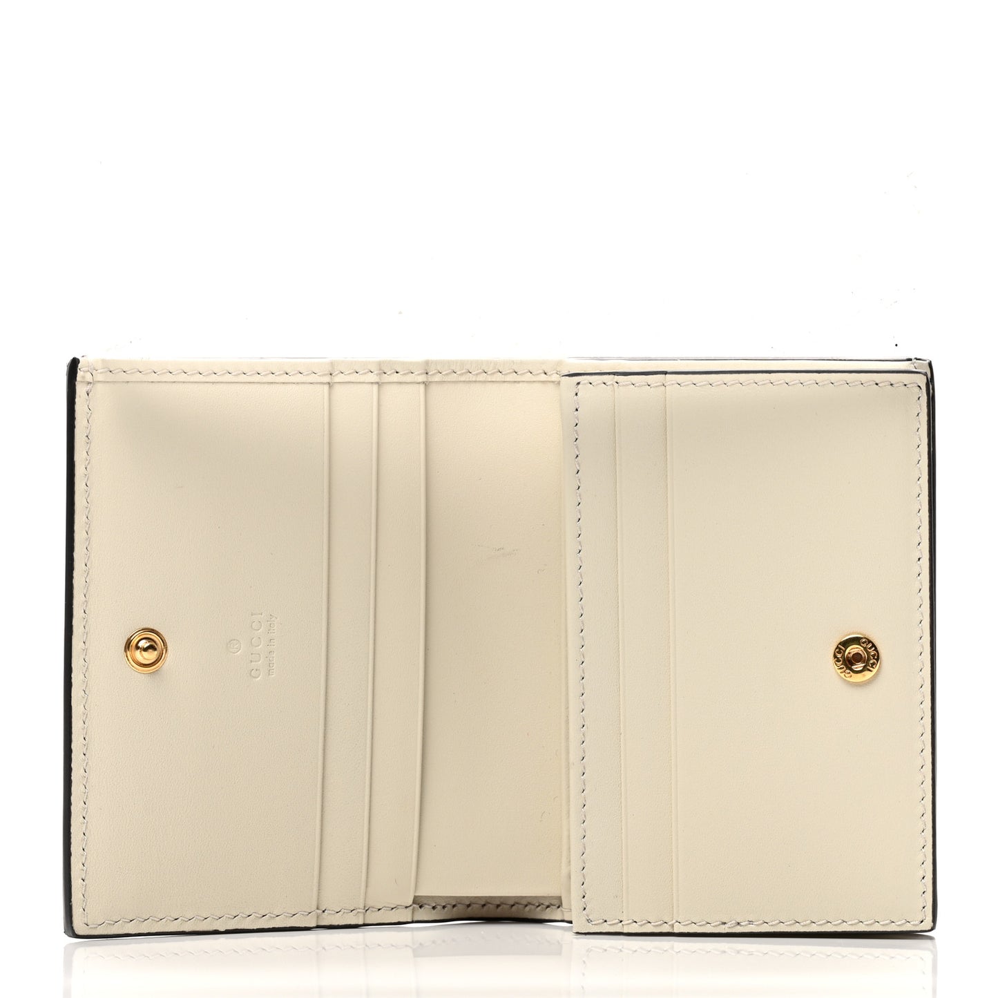 GG Supreme Monogram Les Pommes Card Case Wallet Beige Multicolor Mystic White