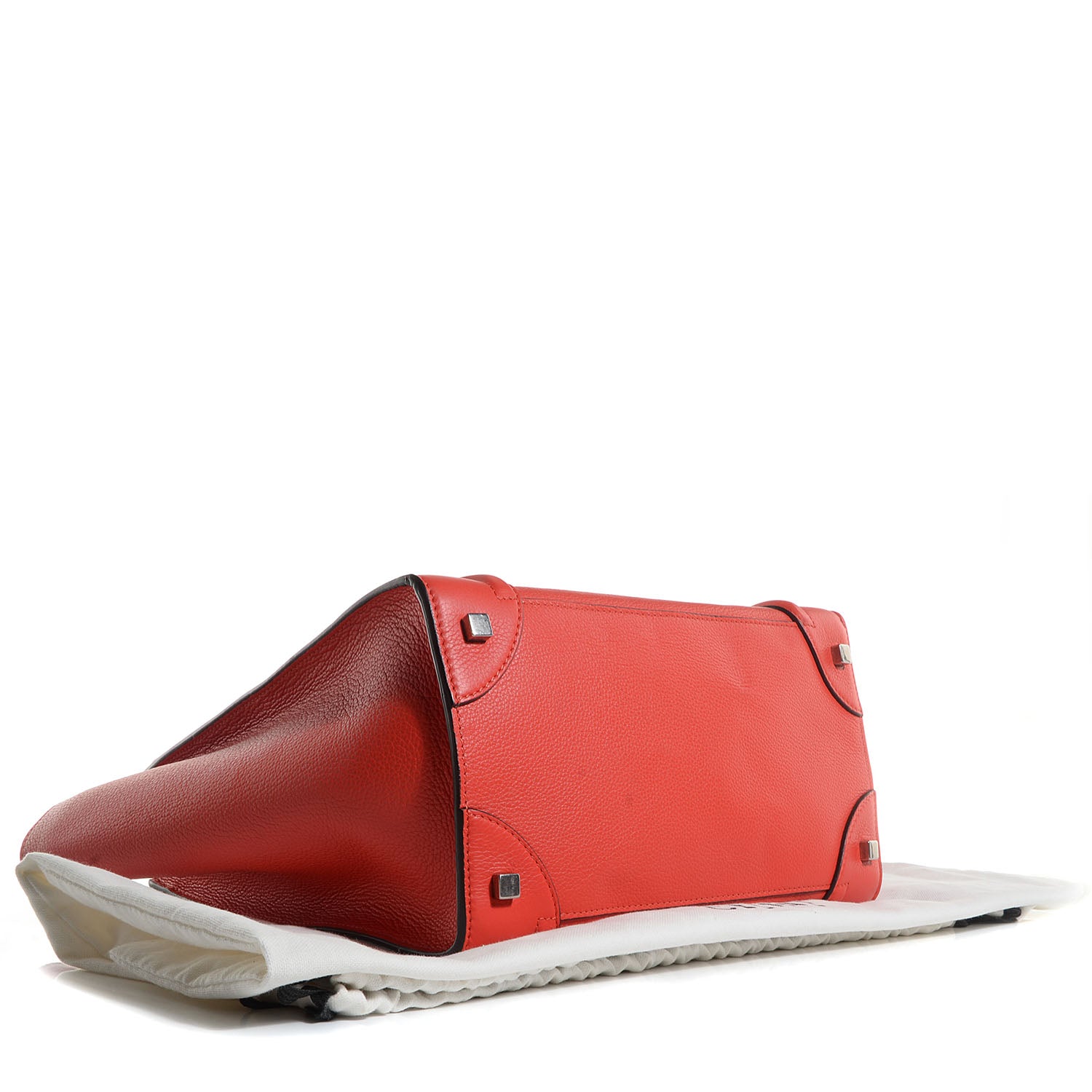 Celine Drummed Calfskin Mini Luggage Vermillion 4 of 8
