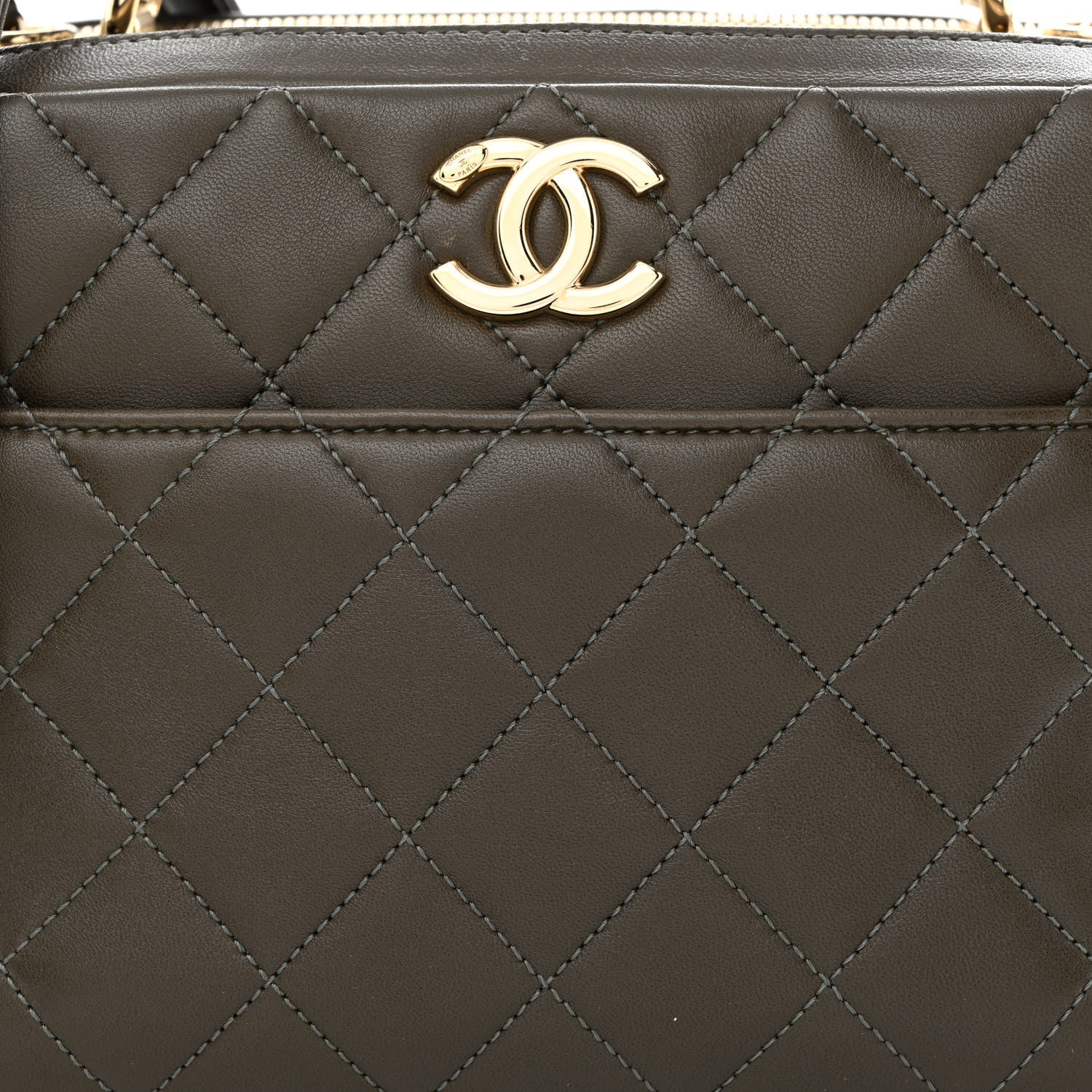 Chanel Lambskin Quilted Medium Trendy CC Bowling Bag Dark Khaki 9 of 11
