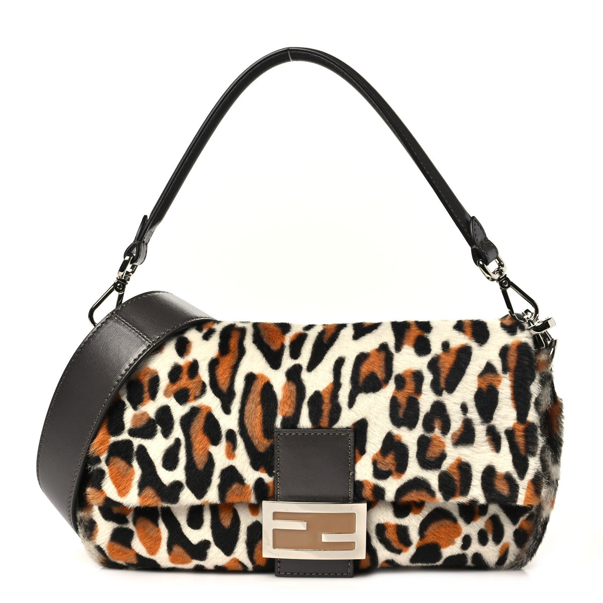 Calf Hair Leopard Print Baguette Moro