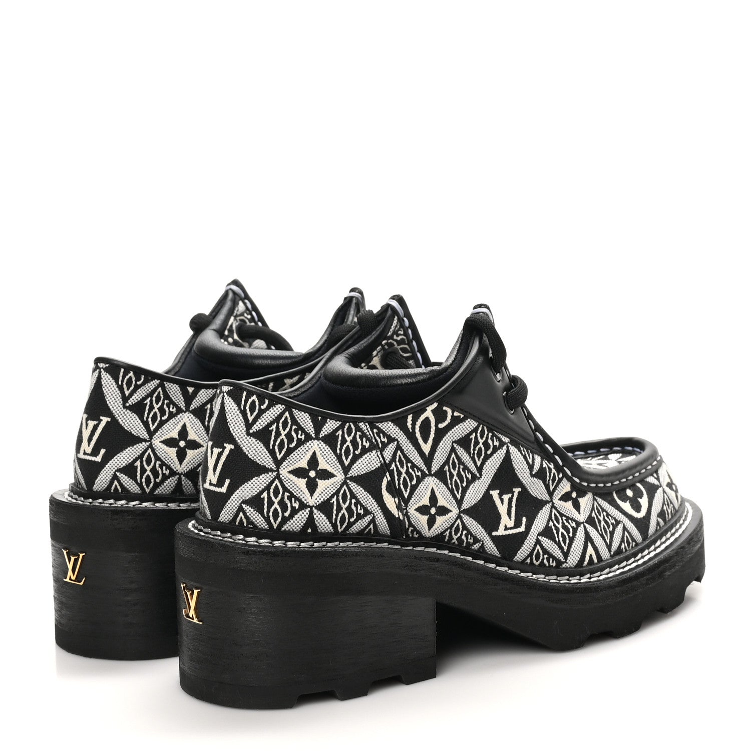 Louis Vuitton Jacquard Calfskin Since 1854 Beaubourg Platform Derby 37 Gray 5 of 9