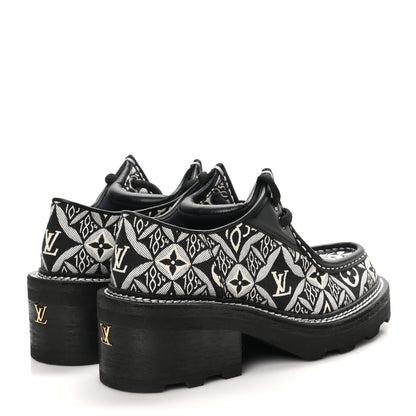 Louis Vuitton Jacquard Calfskin Since 1854 Beaubourg Platform Derby 37 Gray 5 of 9