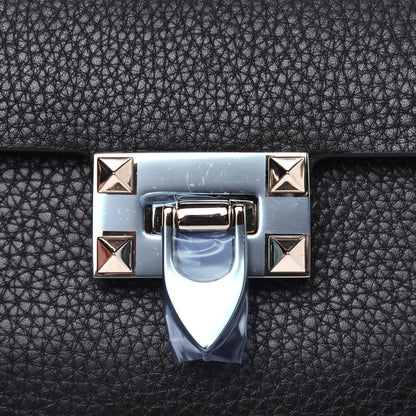 Valentino Garavani Pebbled Calfskin Small Rockstud Overlay Flap Shoulder Bag Black 10 of 11