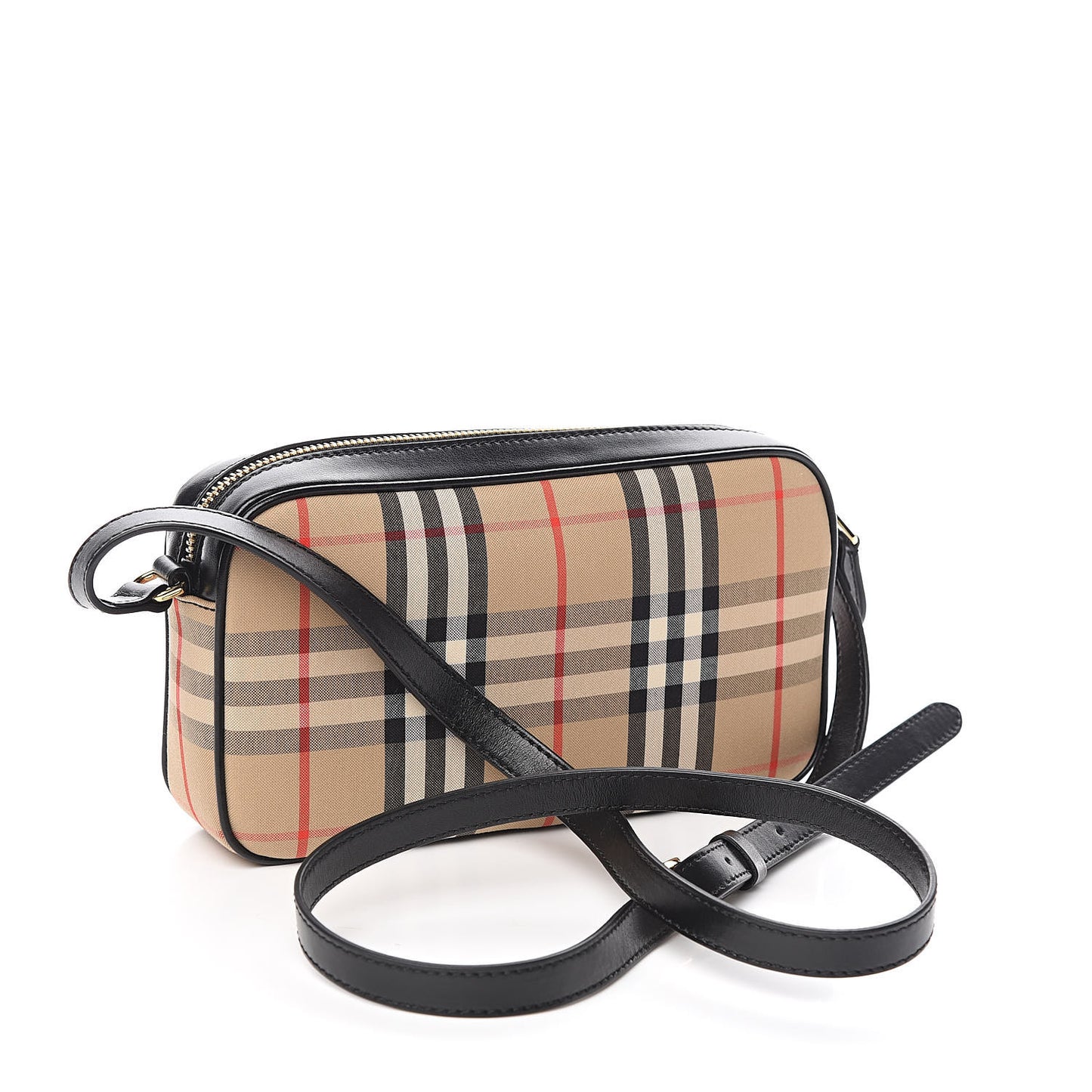 Vintage Check Calfskin Small Camera Bag Archive Beige