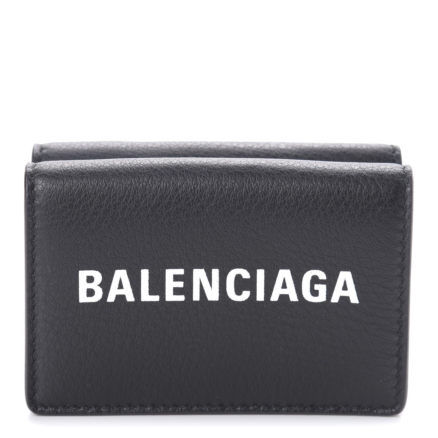 Balenciaga Calfskin Logo Everyday Mini Wallet Black 1 of 6