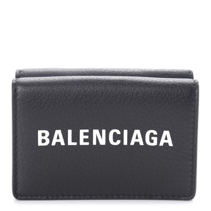 Balenciaga Calfskin Logo Everyday Mini Wallet Black 1 of 6