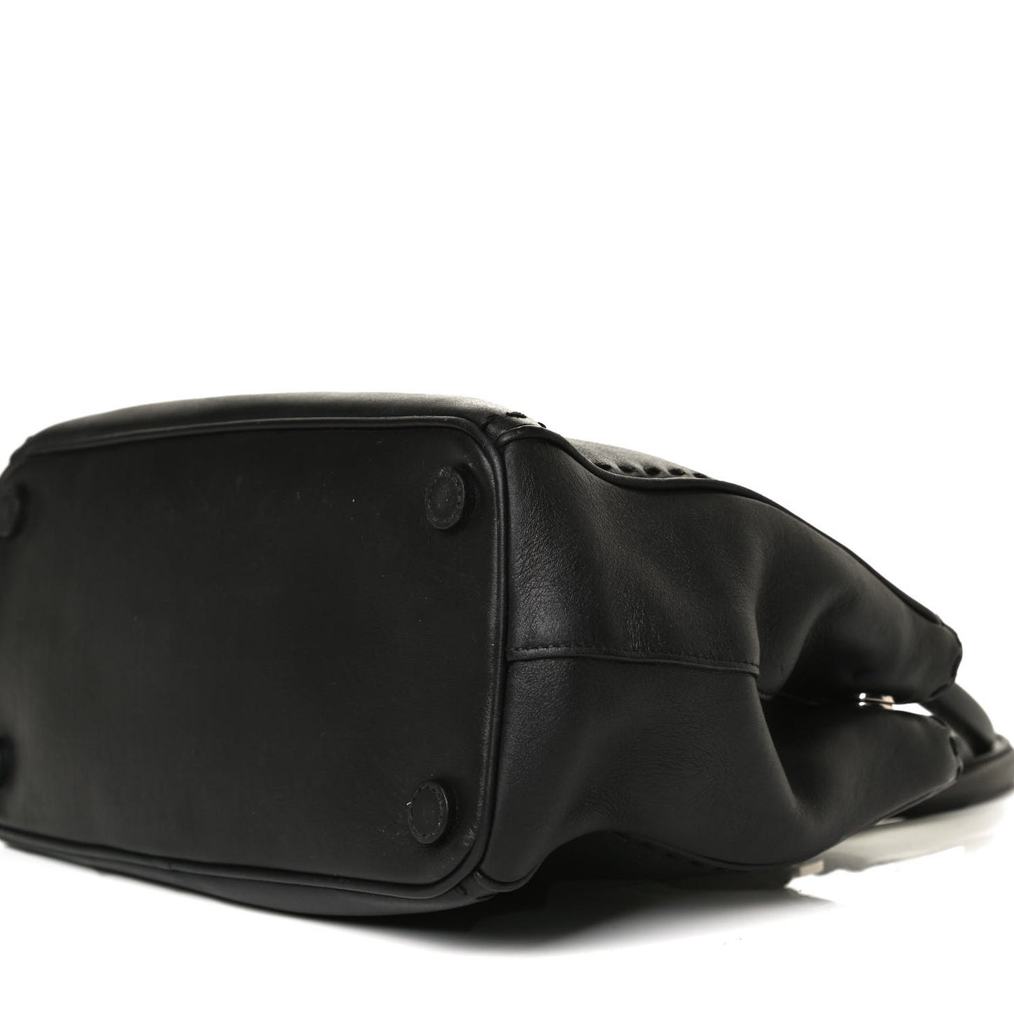 City Calf Hand Stitched Small Galleria Double Zip Tote Black