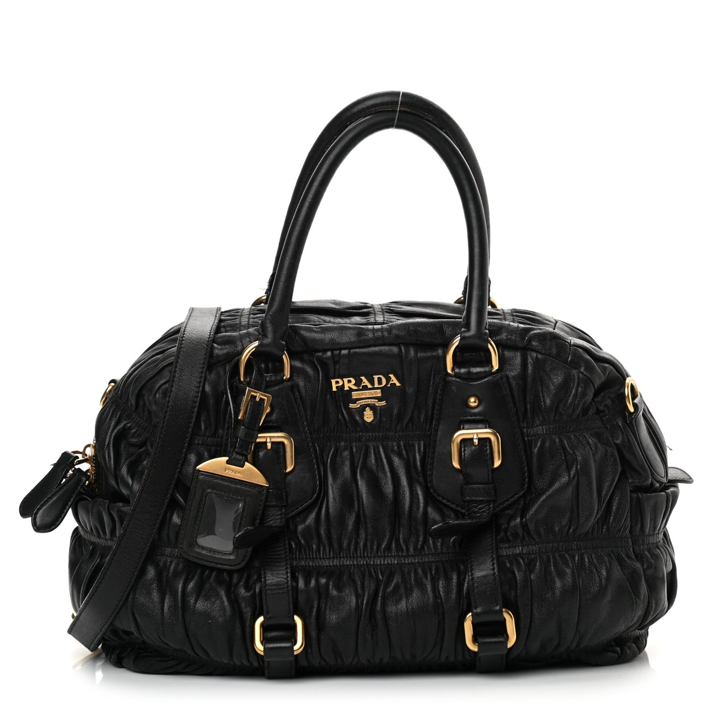 Nappa Gaufre Buckle Bowler Black