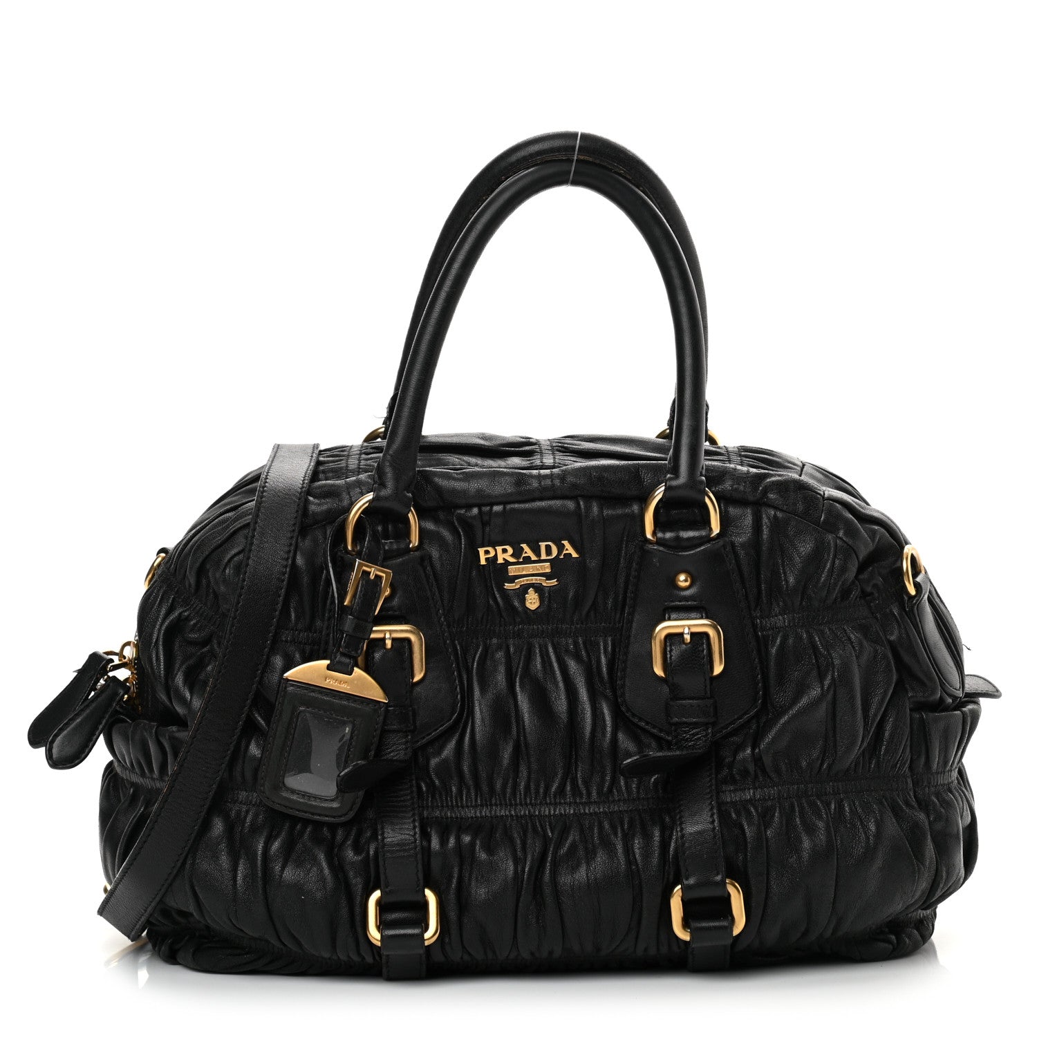 Prada Nappa Gaufre Buckle Bowler Black 1 of 20