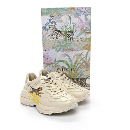 Gucci Calfskin Tiger Rhyton Sneakers 36.5 Ivory 10 of 10