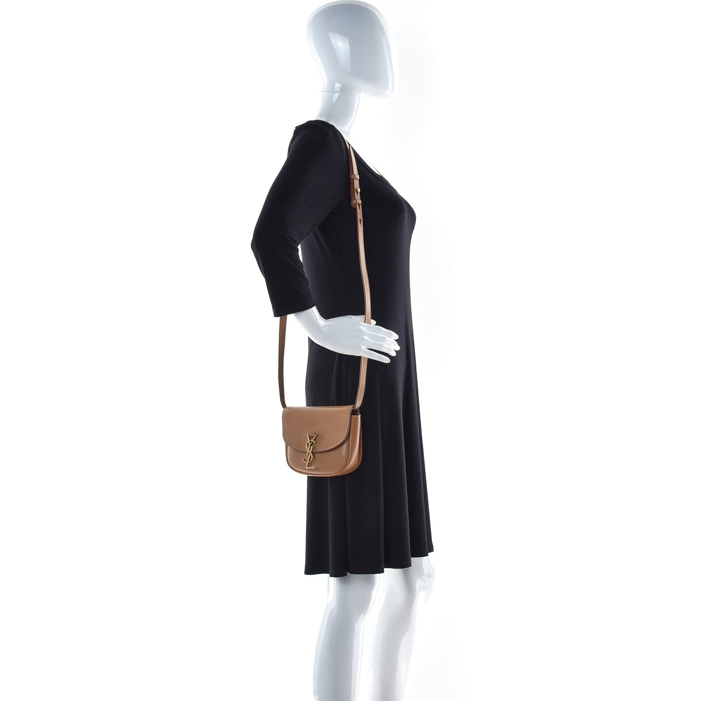Smooth Vintage Calfskin Small Kaia Satchel Brown Gold