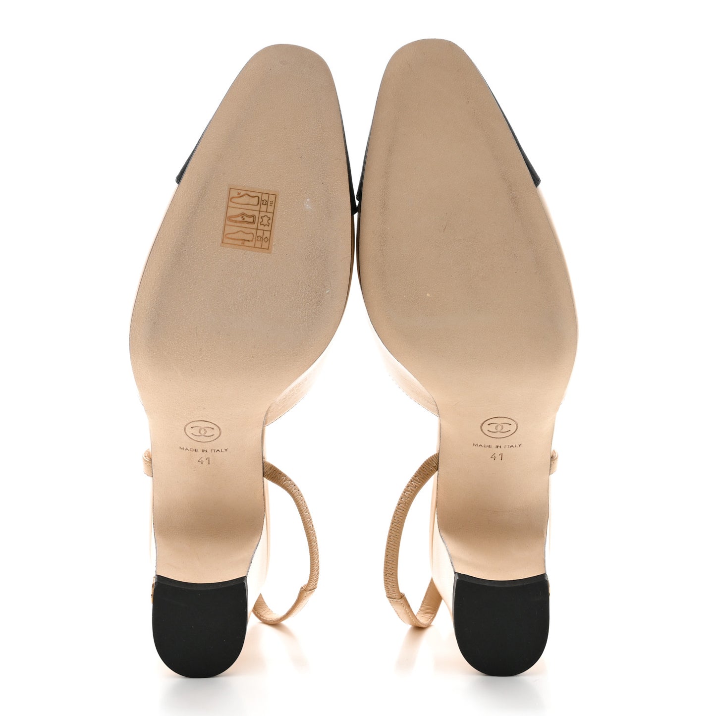 Goatskin Grosgrain Cap Toe CC Slingback Pumps 41 Beige Black