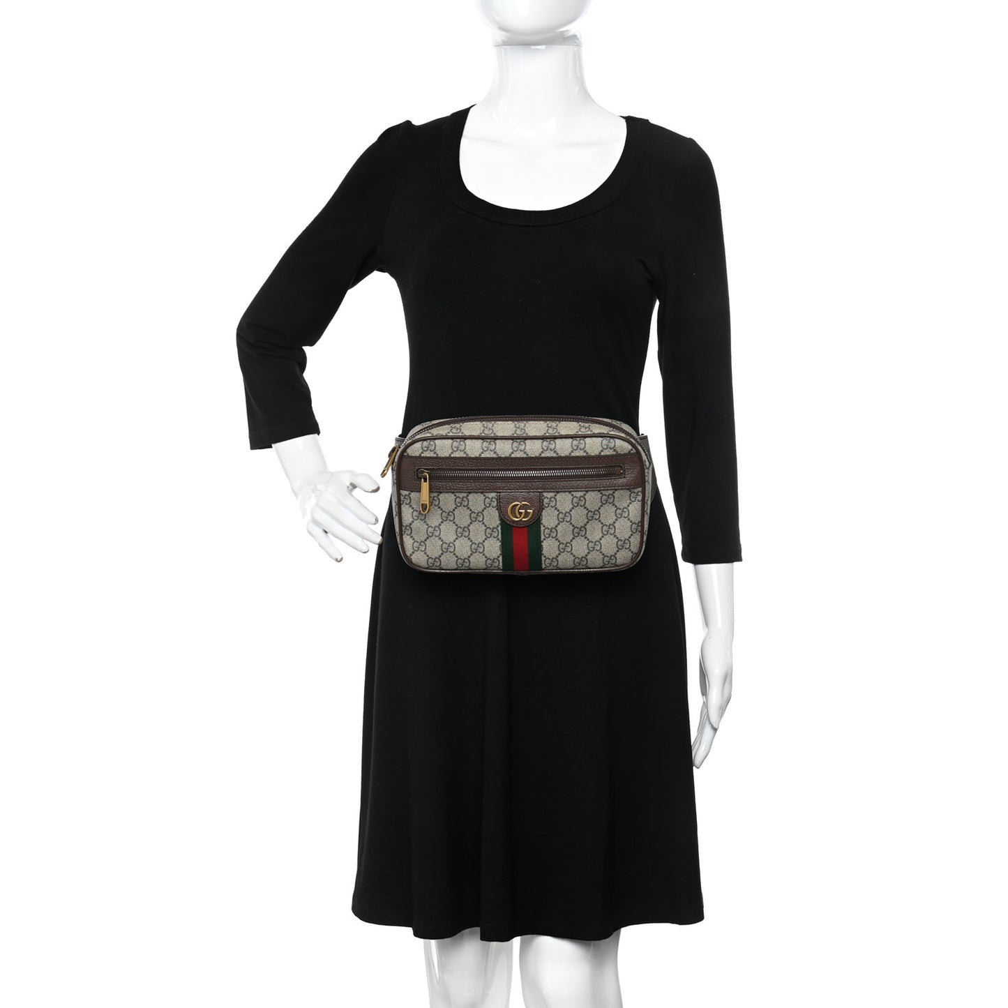 Soft GG Supreme Monogram Medium Ophidia Belt Bag Dark Brown