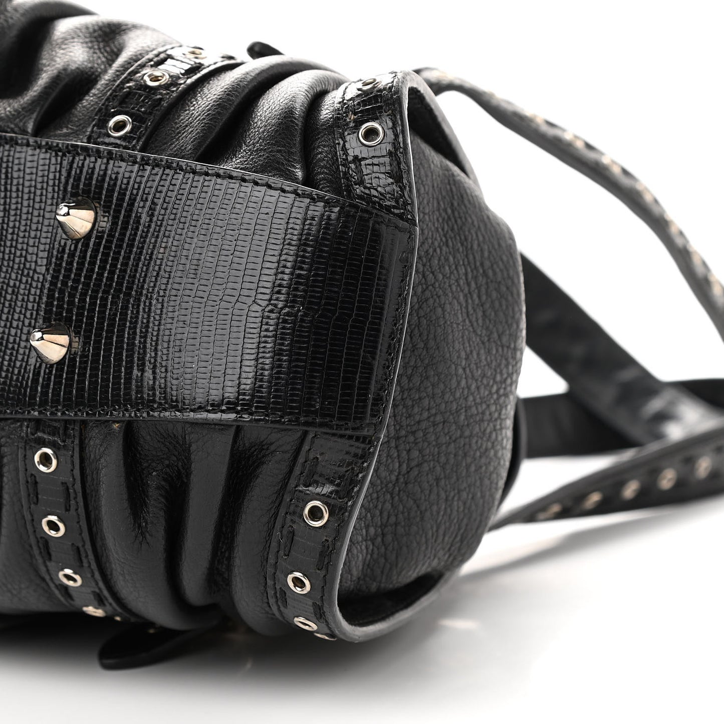Calfskin Lizard Shoulder Bag Black