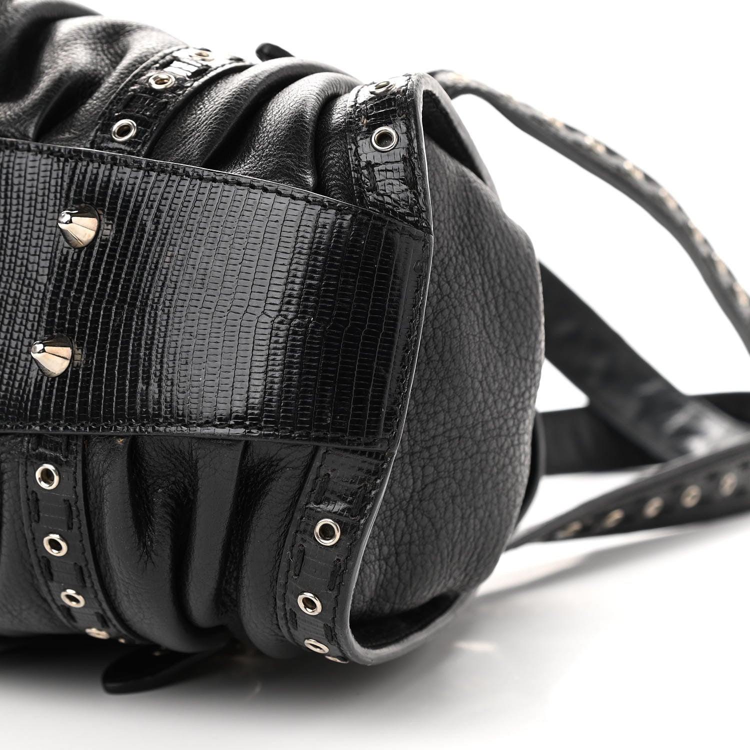 Christian Dior Calfskin Lizard Shoulder Bag Black 9 of 11