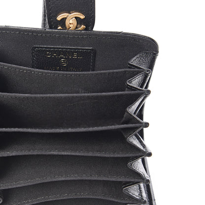Chanel Calfskin Chevron Quilted Gusseted Card Holder Black 4 of 6