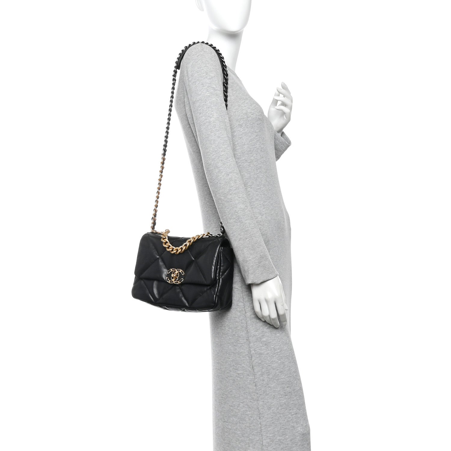 Chanel Goatskin Quilted Medium Chanel 19 Flap Black 2 of 11
