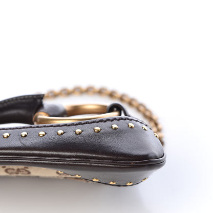 Gucci Monogram Studded Horsebit Clutch Dark Brown 9 of 16