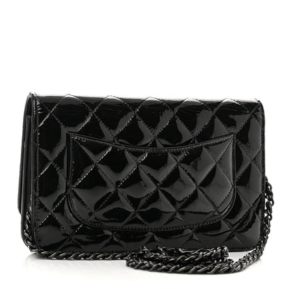 Chanel Patent Quilted Wallet On Chain WOC Black 3 of 11