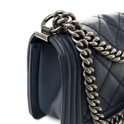 Chanel Calfskin Double Stitch Medium Boy Flap Marine 14 of 14