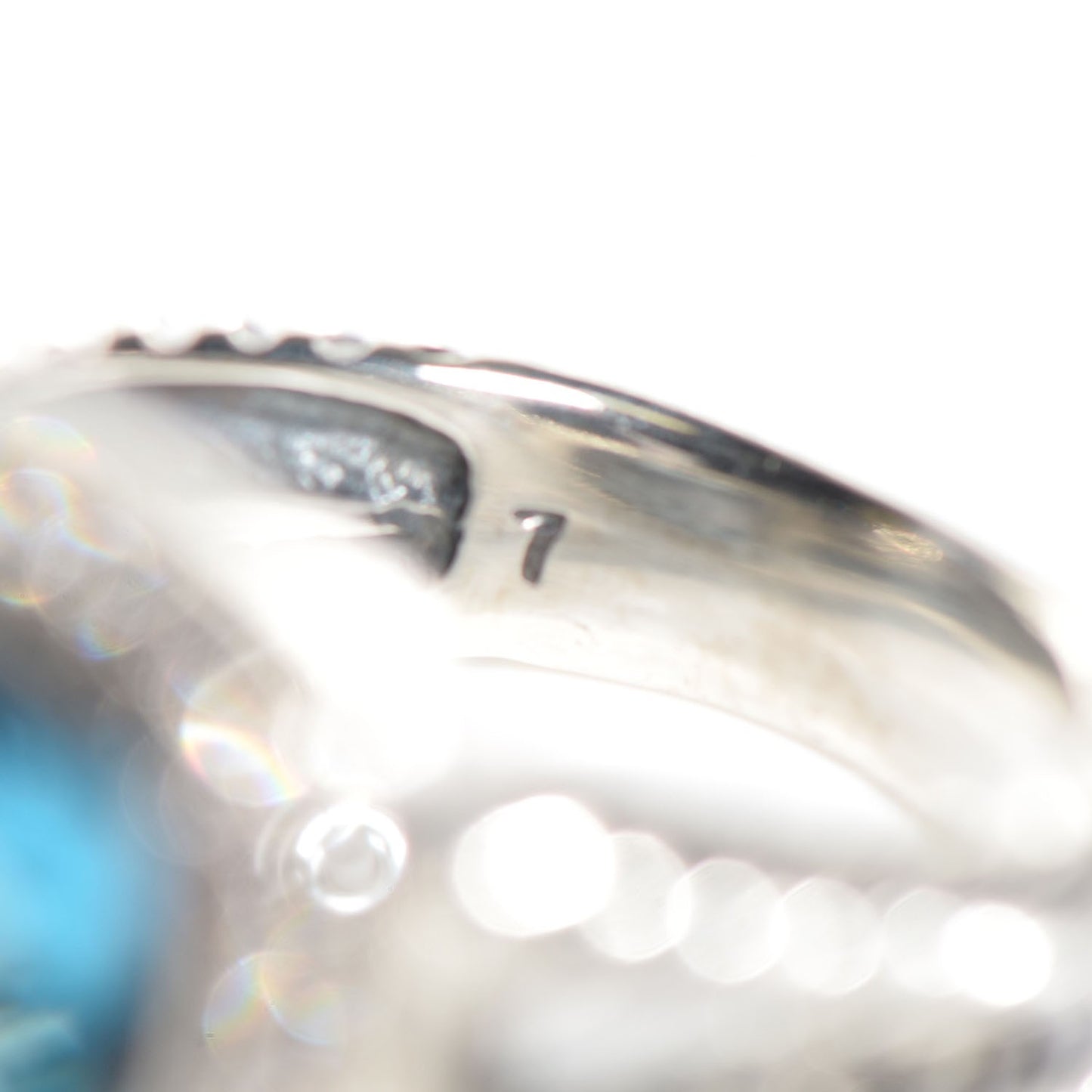 Sterling Silver Diamond Blue Topaz 11mm Albion Ring 54 7