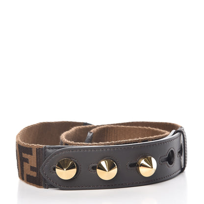 Fendi Ribbon Vitello Century FF 1974 Studded Strap You Fango Marrone Ebano 2 of 7