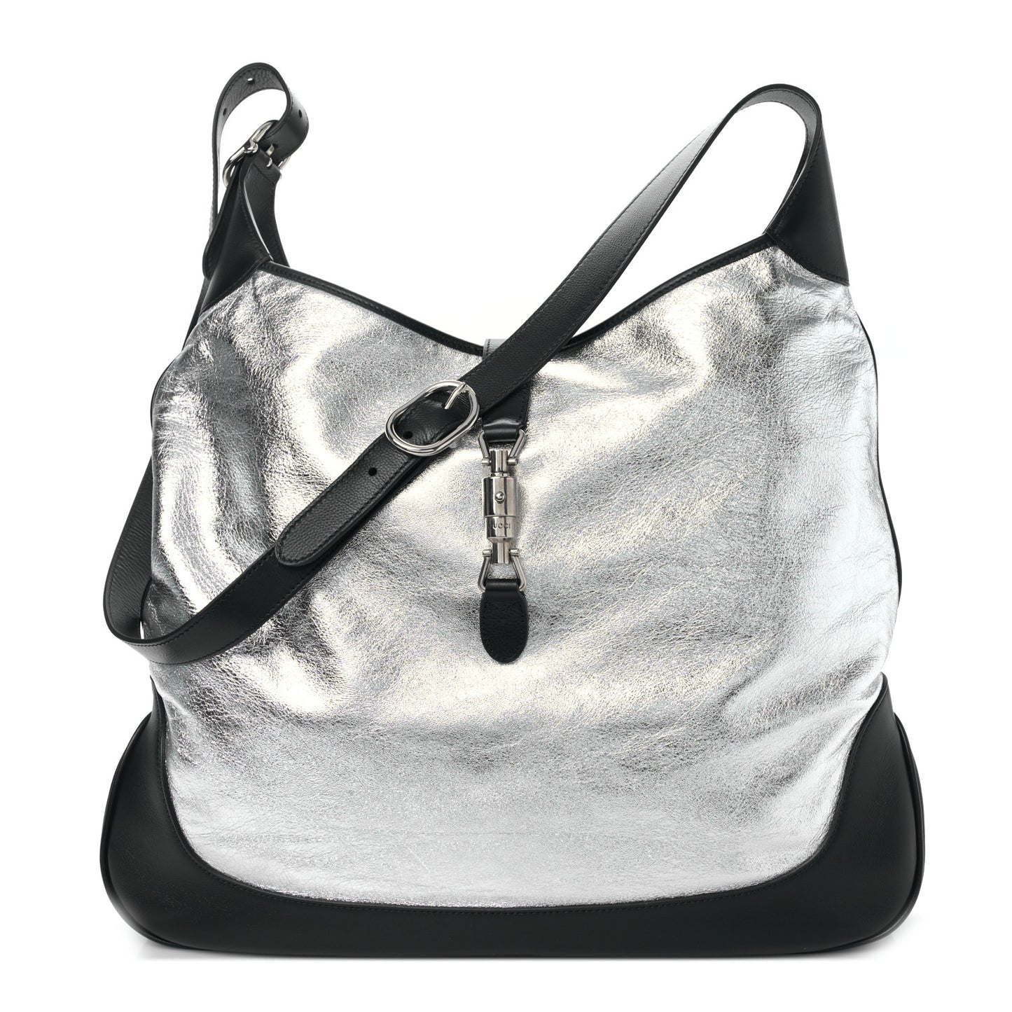 Metallic Calfskin Large Jackie 1961 Shoulder Bag Silver Black