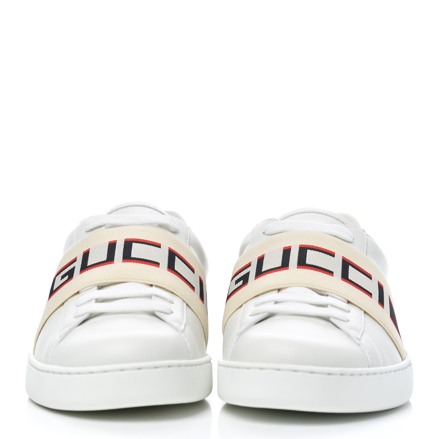 Calfskin Stripe Mens New Ace Sneakers 6 White Ecru Red Flame