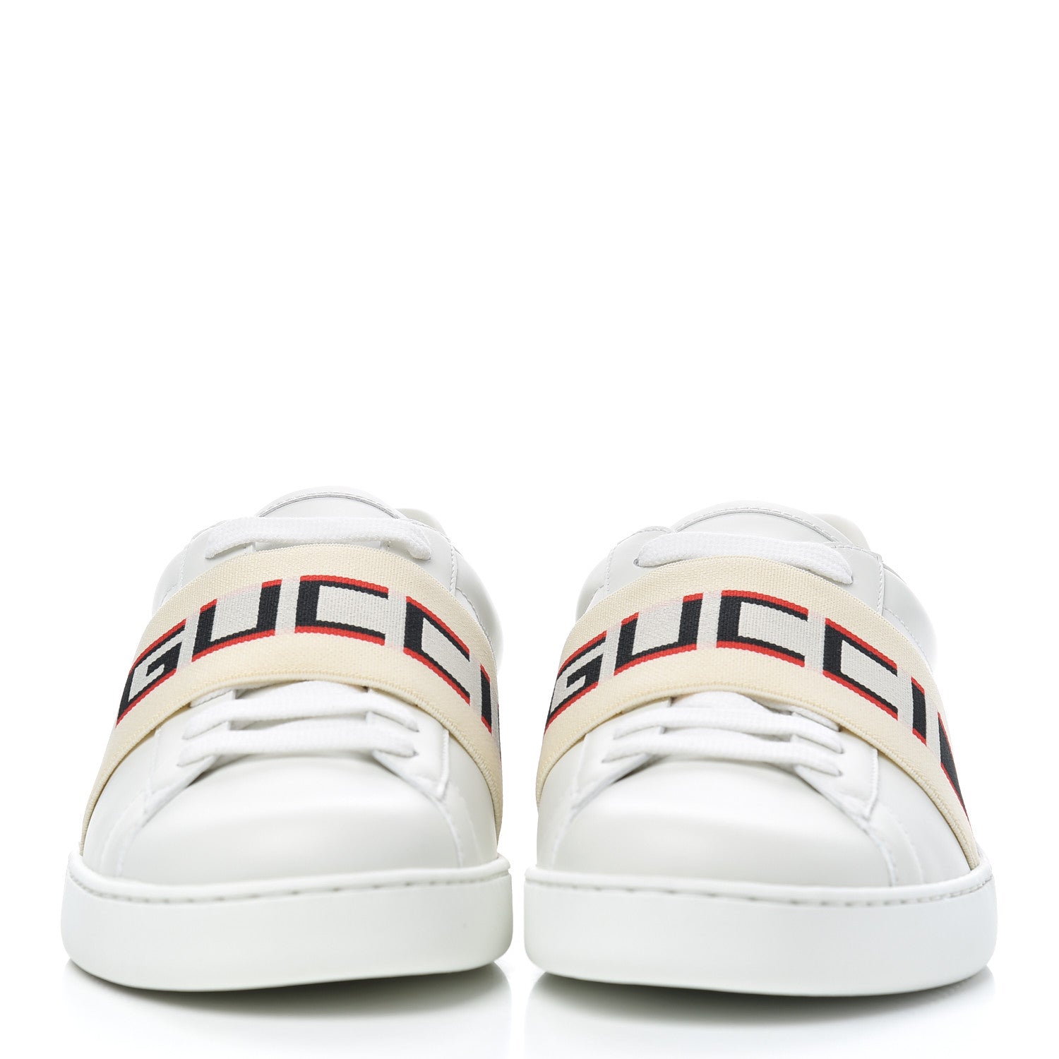 Gucci Calfskin Stripe Mens New Ace Sneakers 6 White Ecru Red Flame 2 of 9