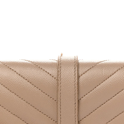 Saint Laurent Grain De Poudre Mixed Matelasse Large Triquilt Monogram Satchel Dark Beige 22 of 25
